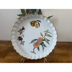 Vintage Royal Worcester Evesham Fluted Serving Dish Gold Rim England Oven Ware